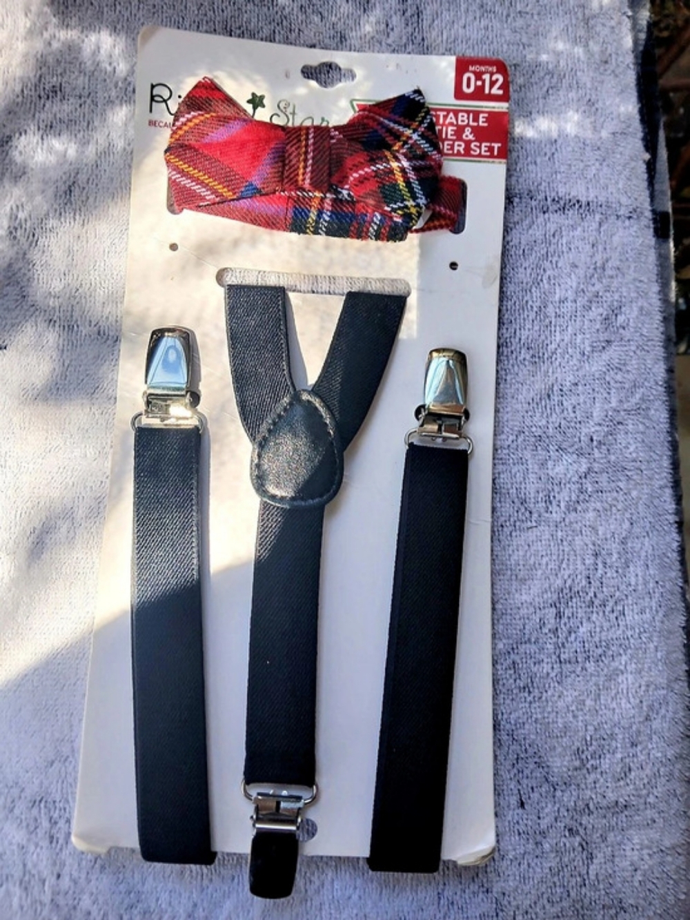 Rising Star Adjustable Bow Tie & Suspender Set & Suspenders Baby 0-12M NWT